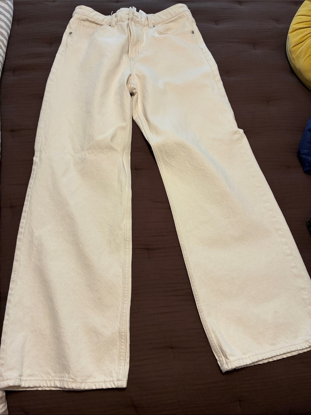 H&M Cream Wide-Leg Jeans